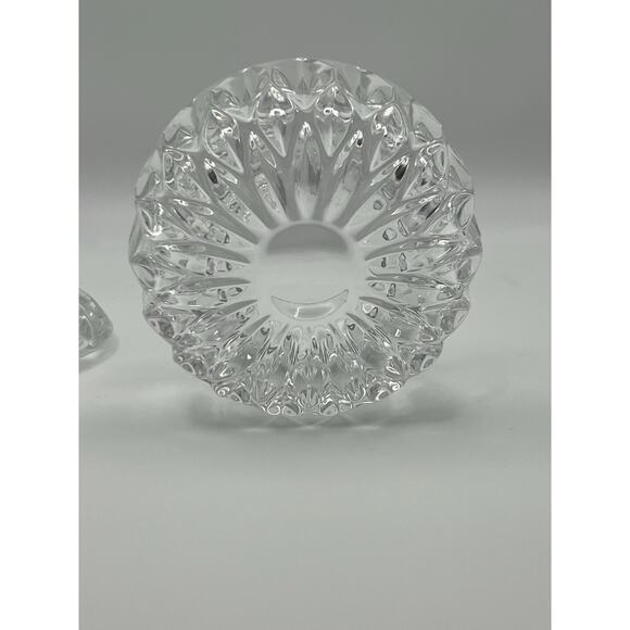 Clear Cut Crystal Glass Trinket Jar With Lid Small Vanity Container - Picture 6 of 10